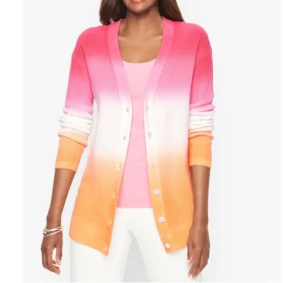 Talbots Sweaters - Talbots Color Block Colorful Knit Stretch‎ Long Sleeve Button Cardigan XL Petite